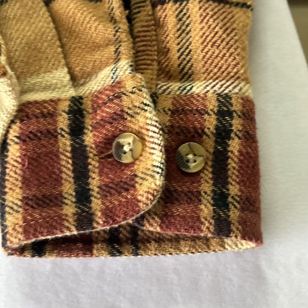 Brixton Bowery Plaid Flannel Shirt Mens Small Brown Rust Gold Long Sleeve - Picture 5 of 13